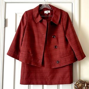 Le Suit Vintage Lady Suit, red, burgundy size 14, elegant, tea, Sunday dress